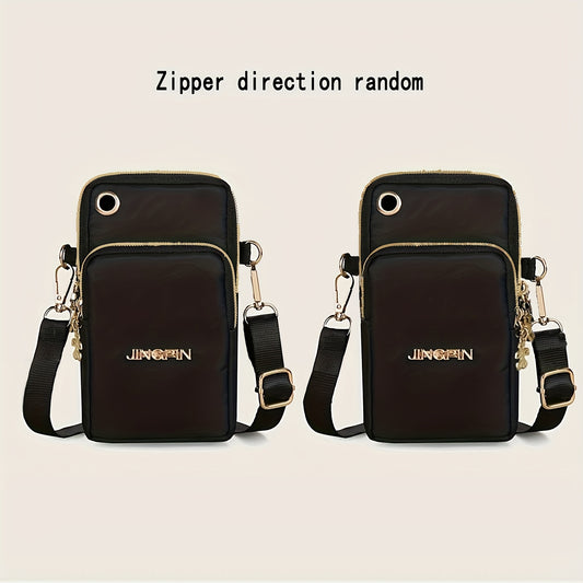 Armband Bag For Sports Running, Mini Nylon Crossbody Phone Bag, Multi Zipper Purse For Women